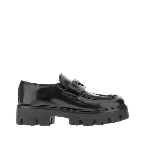 26FW 프라다 모노블럭 러버솔 레더 로퍼 1D185OFB050055 Black