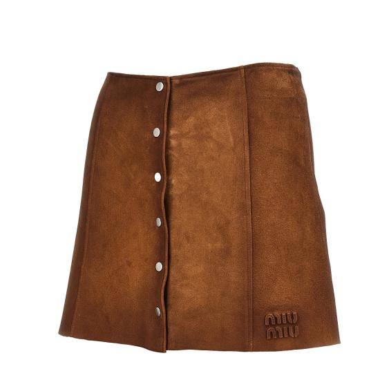 26FW 미우미우 스커트 MPD859SOOO19QL Brown - MIU MIU