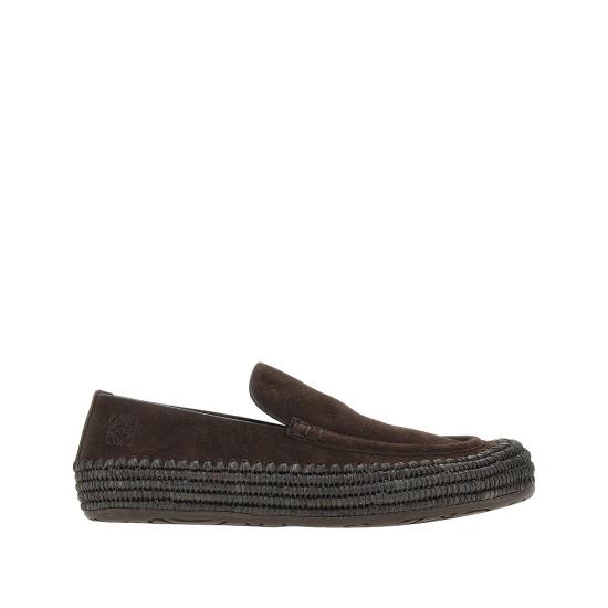 26SS 로에베 리오 스웨이드 라피아 로퍼 M616290X15 Brown