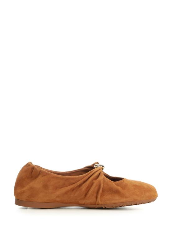 26FW 로에베 페블 소프트 발레리나 스웨이드 슈즈 LLPF466X04 2530 BROWN