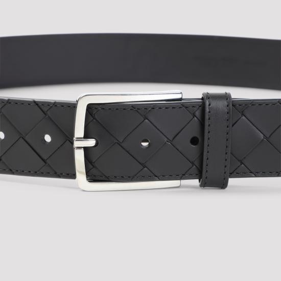 26FW 보테가베네타 인트레치아토 레더 벨트 609182 V4KF1 8803 BLACK - BOTTEGA VENETA