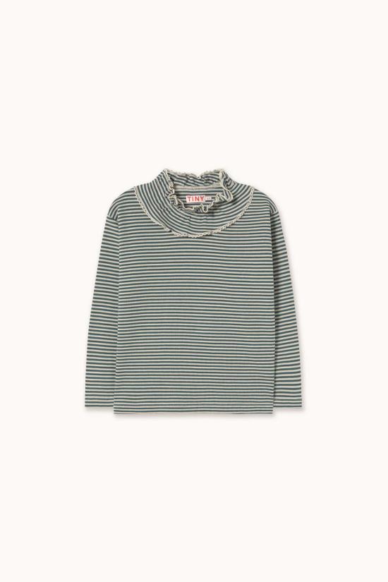  [키즈] 타이니코튼 티셔츠 키즈  스트라이프 러플 모크넥