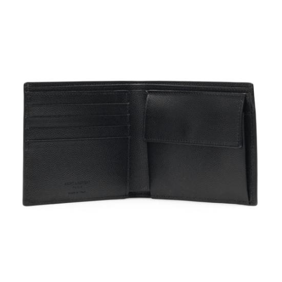 26SS 생로랑 그랑 드 뿌드르 엠보스드 레더 이스트/웨스트 동전 반지갑 396303BTY0N Black - SAINT LAURENT