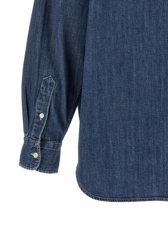 26FW 폴로 랄프로렌 블라우스/셔츠 로고 자수 데님 셔츠와 블라우스 세트 (블루) - POLO RALPH LAUREN
