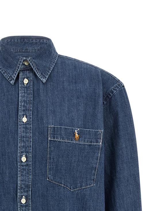 26FW 폴로 랄프로렌 블라우스/셔츠 로고 자수 데님 셔츠와 블라우스 세트 (블루) - POLO RALPH LAUREN