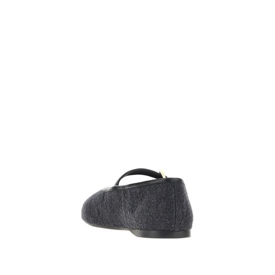26FW 프라다 트라이앵글 로고 쉐브론 메리 제인 플랫 슈즈 1F689OF005219 Grey - PRADA