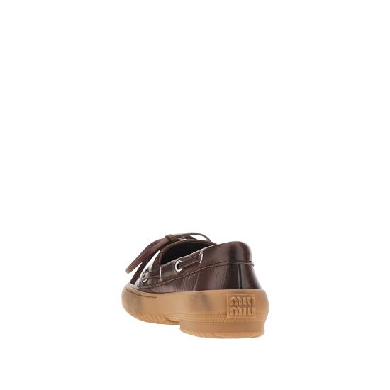 26FW 미우미우 레더 덱 슈즈 5D793EF005070 Brown - MIU MIU