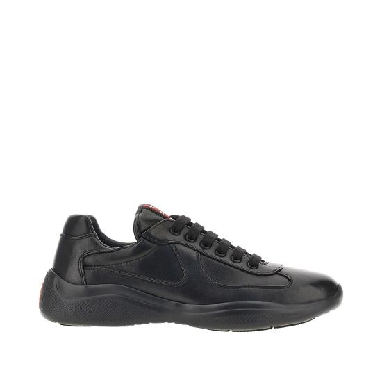 26FW 프라다 아메리카 컵 가죽 레더 로우탑 스니커즈 4E3400FG000038 Black