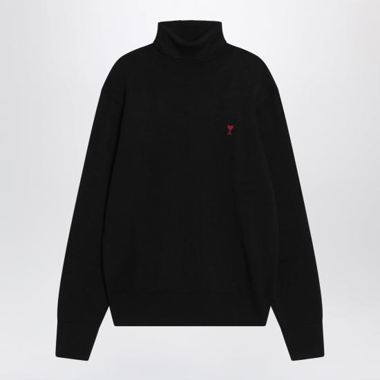 26FW 아미 스몰 하트 로고 메리노 울 니트 터틀넥 HKS827001 Black