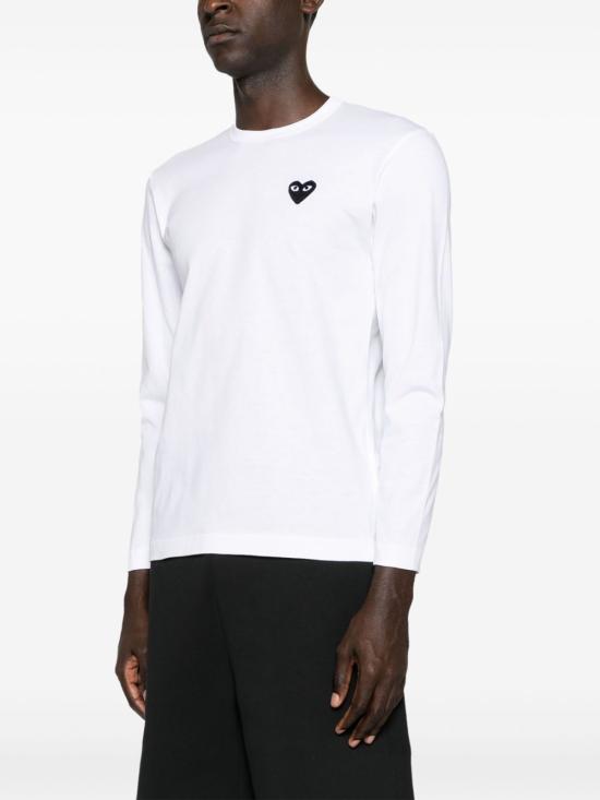 26FW 꼼데가르송 블랙하트 와펜 긴팔 티셔츠 AX T120 051 WHITE - COMME DES GARCONS