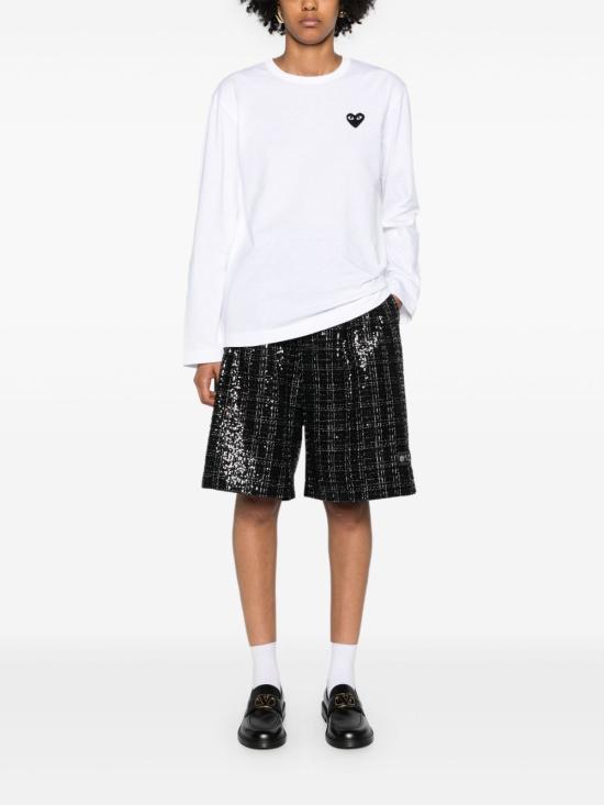 26FW 꼼데가르송 블랙하트 와펜 긴팔 티셔츠 AX T120 051 WHITE - COMME DES GARCONS