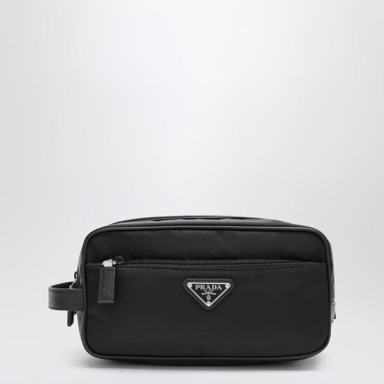 26FW 프라다 리나일론 앤 사피아노 레더 트래블 파우치 2NA8192DMH Black