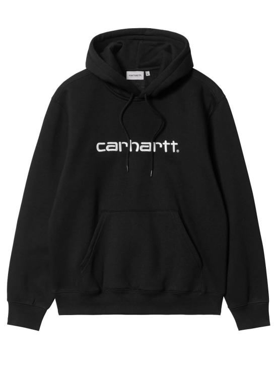 26FW 칼하트 WIP 로고 후드 티셔츠 I030547 0D2 XX Black white