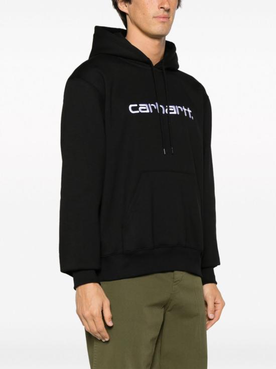 26FW 칼하트 WIP 로고 후드 티셔츠 I030547 0D2 XX Black white - CARHARTT WIP