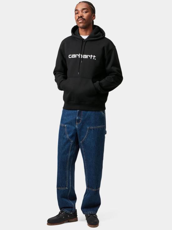 26FW 칼하트 WIP 로고 후드 티셔츠 I030547 0D2 XX Black white - CARHARTT WIP