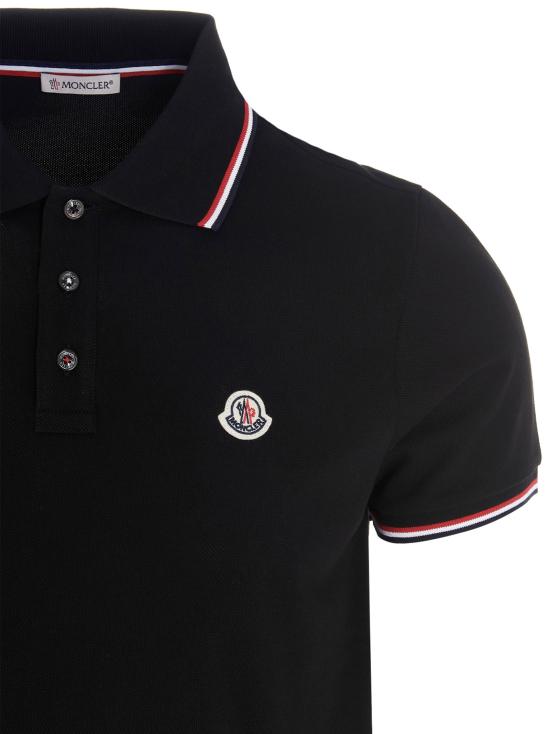 26FW 몽클레어 트리밍 코튼 피케 폴로 셔츠 8A70300 84556 999 BLACK DOM - MONCLER