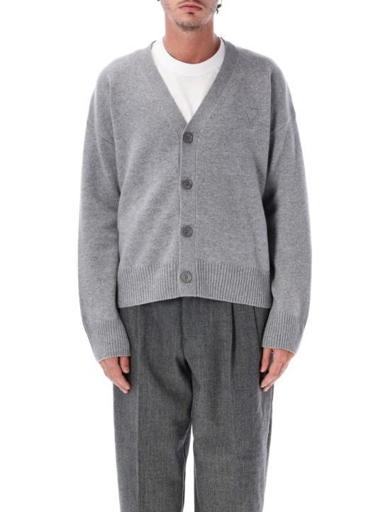 26FW 아미 톤온톤 하트 로고 캐시미어 울 가디건 HKC371KN0071050 Grey - AMI