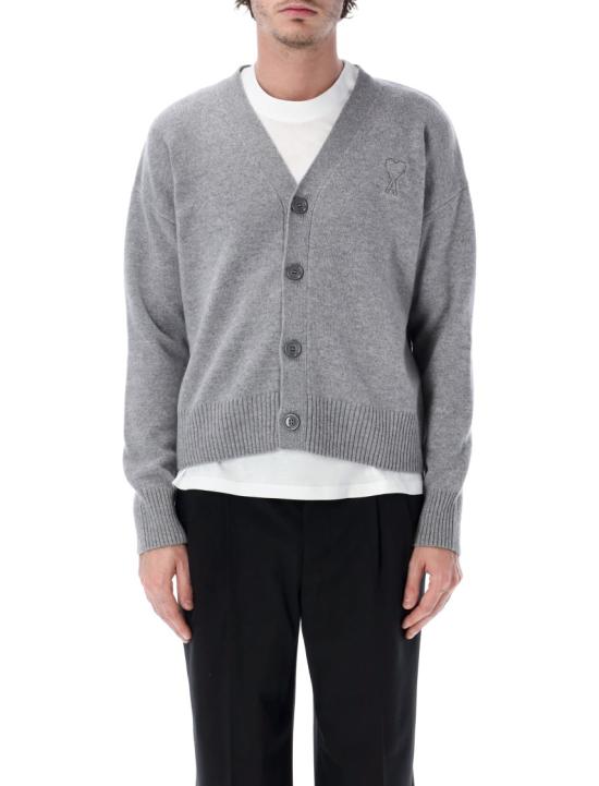 26FW 아미 톤온톤 하트 로고 캐시미어 울 가디건 HKC371KN0071050 Grey