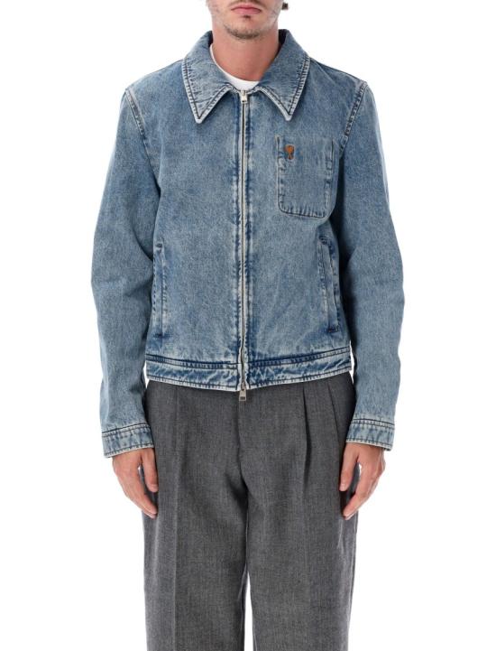26FW 아미 스몰 하트 로고 코튼 지퍼 자켓 HJK835DE0046480 Blue