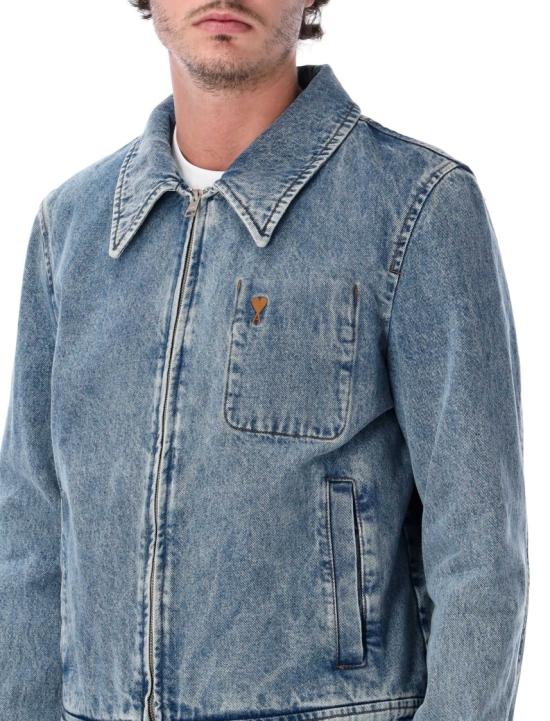 26FW 아미 스몰 하트 로고 코튼 지퍼 자켓 HJK835DE0046480 Blue - AMI