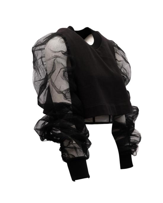  알렉산더 맥퀸 스웨터 블랙 롱슬리브 크롭탑 - ALEXANDER MCQUEEN
