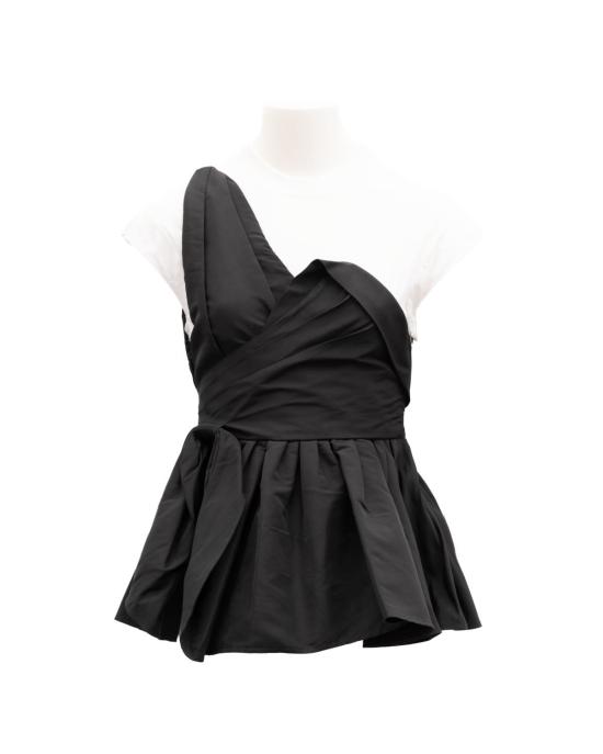  알렉산더 맥퀸 민소매 티셔츠 폴리에스터 탑 블랙/화이트 - ALEXANDER MCQUEEN