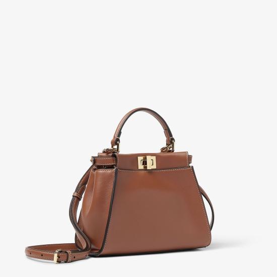 26FW 펜디 피카부 미니 레더 토트백 8BN244 AWQ8 F1WGE BROWN DOM - FENDI
