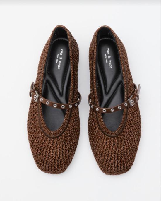  랙앤본 플랫 슈즈 Rag & Bone Spire Mary Jane Flat Cocoa Lurex - RAG & BONE