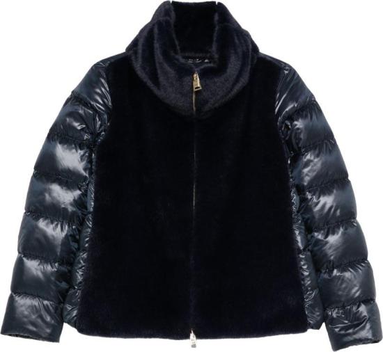26FW 에르노 울트라라이트 나일론 & 레이디 얼터너티브 퍼 케이프 PI002017D12017Z9200 NAVY
