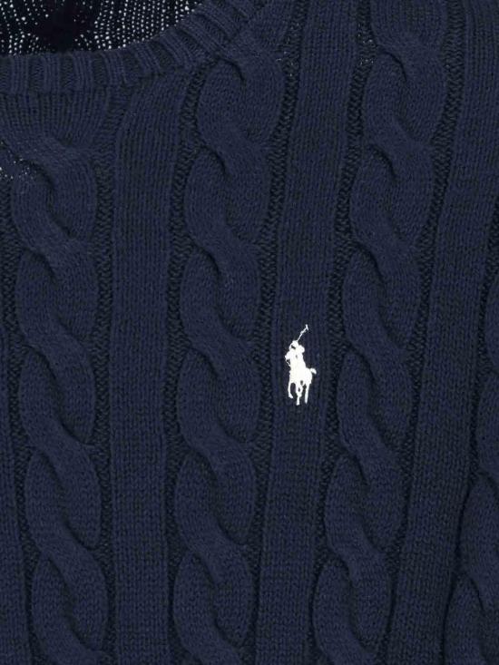 26FW 폴로 랄프로렌 로고 자수 케이블 니트 스웨터 710775885555 Blue - POLO RALPH LAUREN