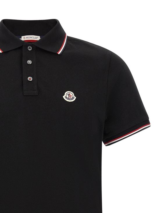 26FW 몽클레어 폴로 티셔츠 삼색 트림 셔츠 폴로 블랙 - MONCLER