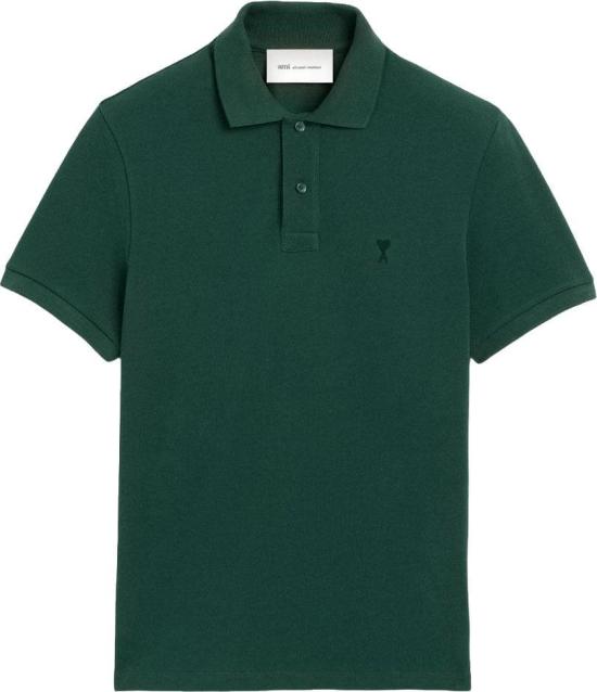 26FW 아미 스몰 하트 로고 폴로 티셔츠 HPL411760A258 DONKERGREEN