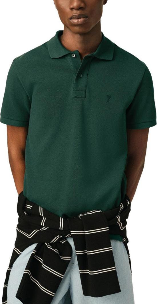 26FW 아미 스몰 하트 로고 폴로 티셔츠 HPL411760A258 DONKERGREEN - AMI