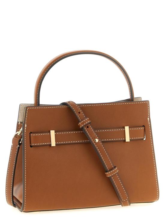  토리버치 토트백 리 라지윌 쁘띠 더블 백 크로스바디 백 브라운 - TORY BURCH