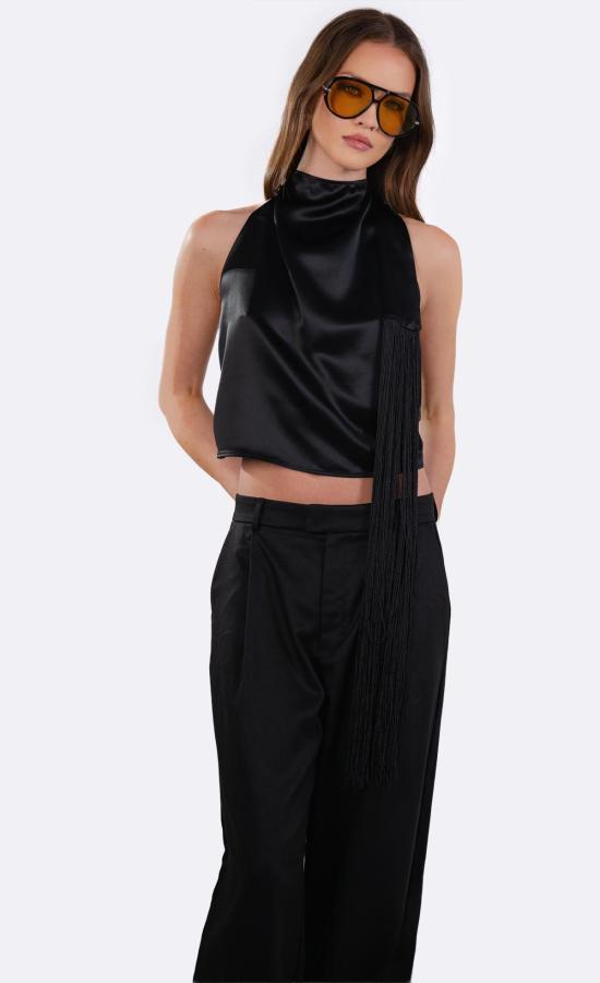  논살란트 레이블 블라우스 Nonchalant Label Freya 탑 블랙 - NONCHALANT LABEL