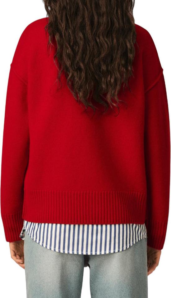 26FW 아미 스웨터 AMIUKC368018A252FELTEDMERINOWOOLAMIDECOEURCREWNECKCARDIGANCARDIGANSRED - AMI