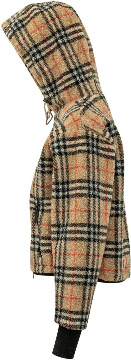 26FW 버버리 크롭 체크 플리스 후드 자켓 8118929B9368 BEIGE - BURBERRY