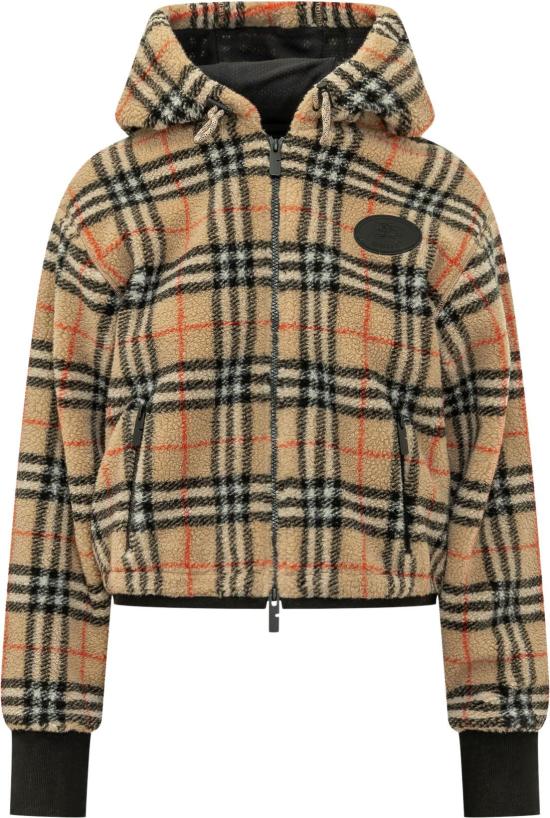 26FW 버버리 크롭 체크 플리스 후드 자켓 8118929B9368 BEIGE