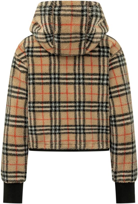 26FW 버버리 크롭 체크 플리스 후드 자켓 8118929B9368 BEIGE - BURBERRY