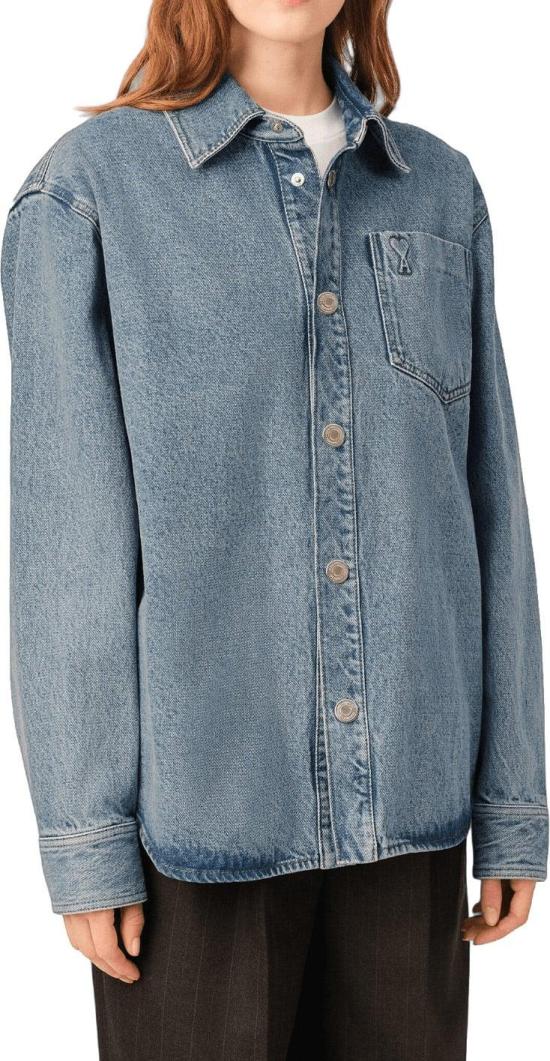 26FW 아미 데님 셔츠 AMIUJK918DE0046480AMIDECOEUROVERSHIRTLONGSLEEVESHIRTSLIGHTBLUE - AMI