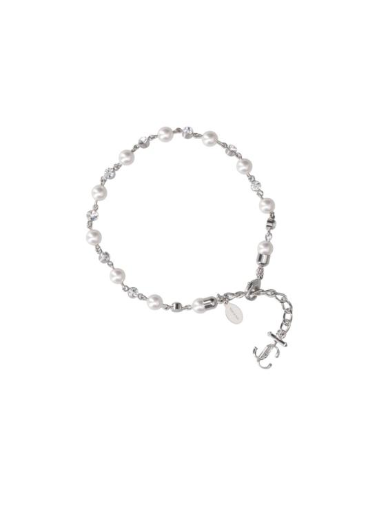 26FW 지미추 주얼리 PEARL CRYSTAL ANKLET XYYSILVER WHITE CRYSTAL