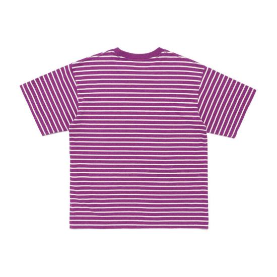 26SS 휴먼메이드 하트 스트라이프 티셔츠 HM31CS056 PURPLE DOM - HUMANMADE