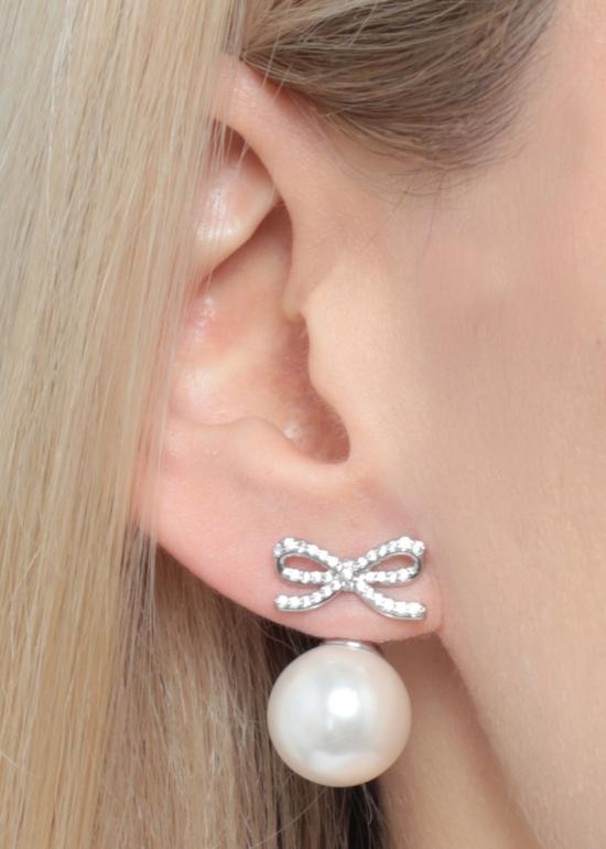 26FW 셀프 포트레이트 주얼리 PF26604ESLCRYSTAL BOW PEARLSILVER - SELF PORTRAIT