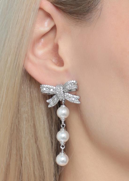 26FW 셀프 포트레이트 주얼리 PF26601ESLCRYSTAL BOW PEARLSILVER - SELF PORTRAIT