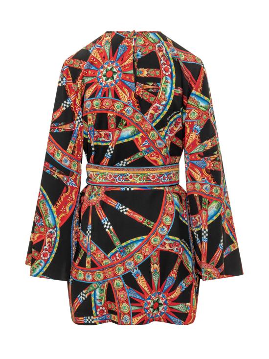 26FW 돌체앤가바나 미디 원피스 F623ATFSA9U HN6CL RUOTE CARRETTO FDO NERO - DOLCE & GABBANA