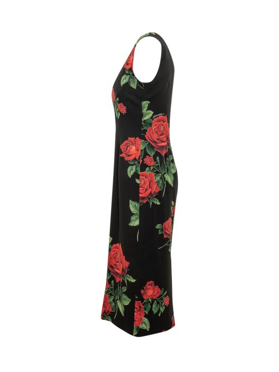 26FW 돌체앤가바나 미디 원피스 F622MTFSA9R HN6EJ ROSE ROSSE FDO NERO - DOLCE & GABBANA
