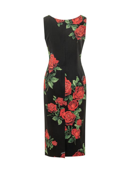 26FW 돌체앤가바나 미디 원피스 F622MTFSA9R HN6EJ ROSE ROSSE FDO NERO - DOLCE & GABBANA
