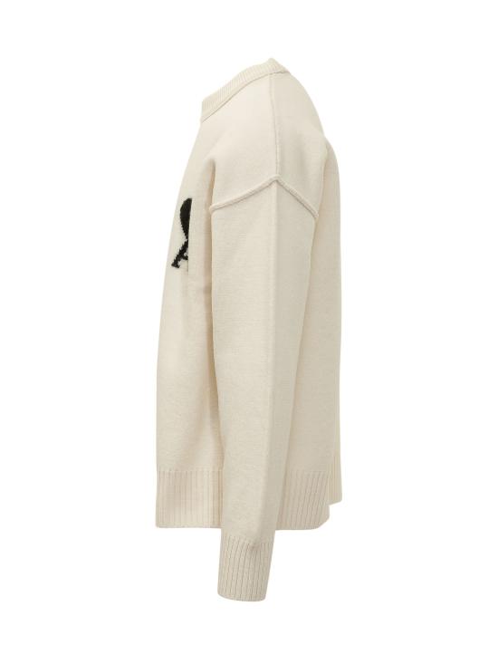 26FW 아미 빅 하트 울 크루넥 스웨터 UKS838018 151 OFF WHITE BLACK - AMI