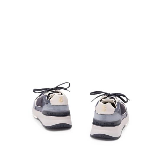 26FW 브루넬로 쿠치넬리 누벅 레더 스웨이드 러닝 스니커즈 MZUSNEO355 CVV29 BLUE - BRUNELLO CUCINELLI