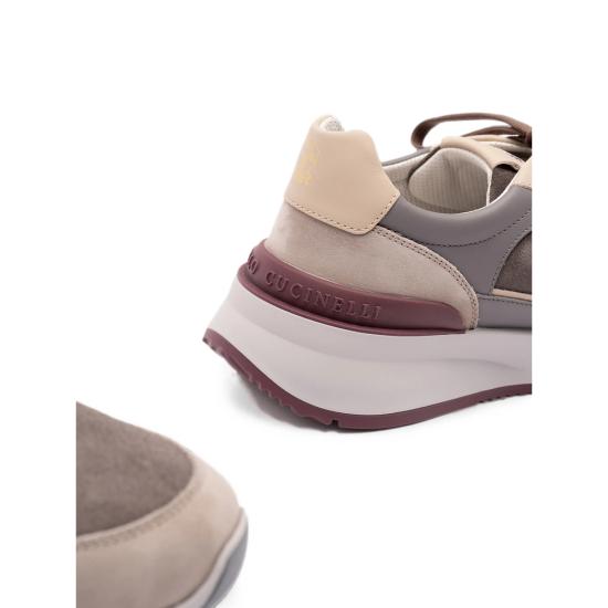26FW 브루넬로 쿠치넬리 누벅 레더 스웨이드 러닝 스니커즈 MZUSNEO355 CYR60 BROWN NEUTRALS - BRUNELLO CUCINELLI